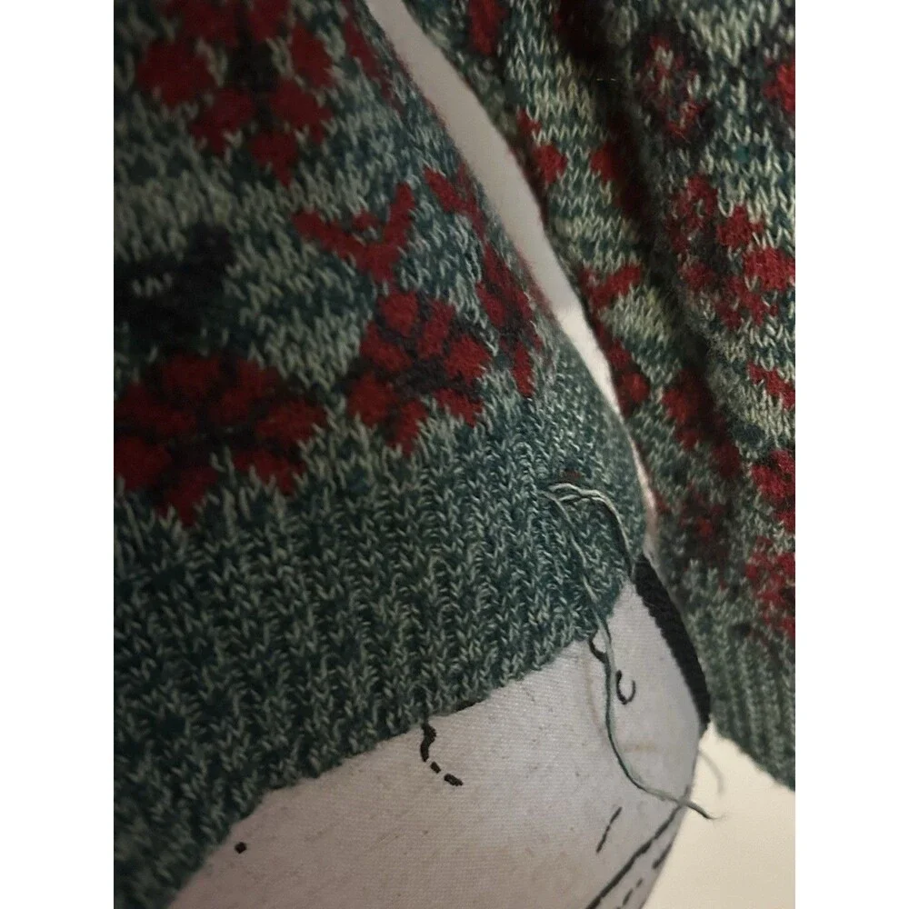 Cute NWT green and red floral-patterned square-neck cardigan - Picture 4 of 6